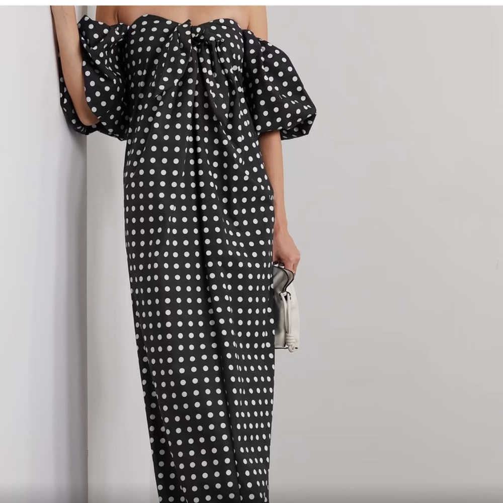 Caroline Constas Reyna Black and White Polka Dot Long Sleeve Dress